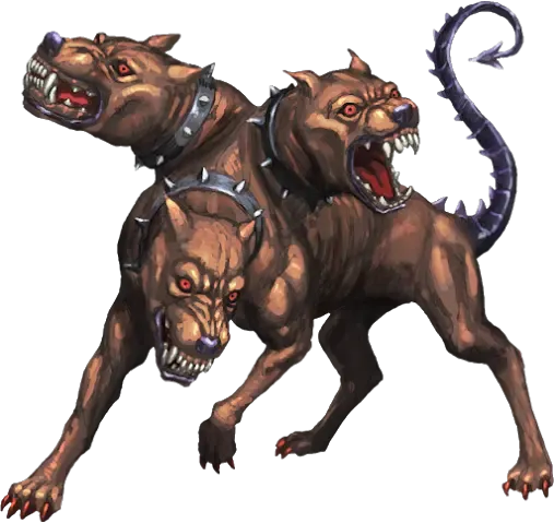 Kerberos Market's emblem: a three-headed hellhound (Cerberus) with a serpent tail