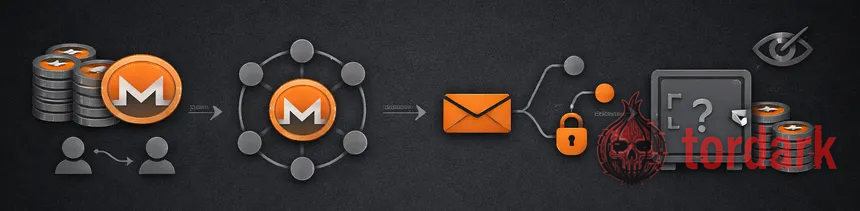 An illustration contrasting Monero's hidden sender, amount and receiver against a transparent public ledger